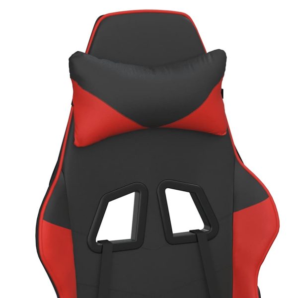 Cadeira gaming massagem + apoio pés couro artif. preto/vermelho - Image 10