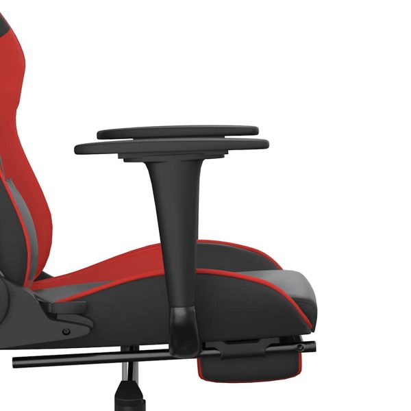Cadeira gaming massagem + apoio pés couro artif. preto/vermelho - Image 11