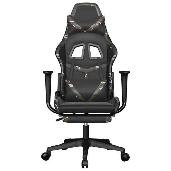 Cadeira gaming massagens apoio pés couro artif preto/camuflagem - Image 4