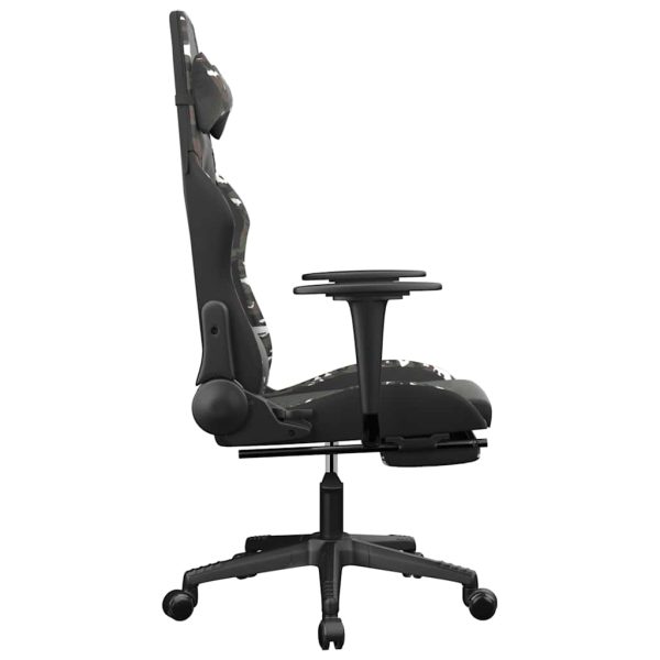 Cadeira gaming massagens apoio pés couro artif preto/camuflagem - Image 5