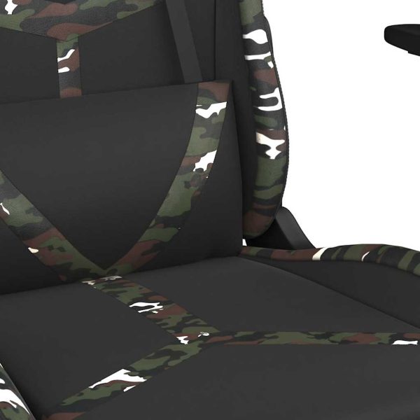 Cadeira gaming massagens apoio pés couro artif preto/camuflagem - Image 9