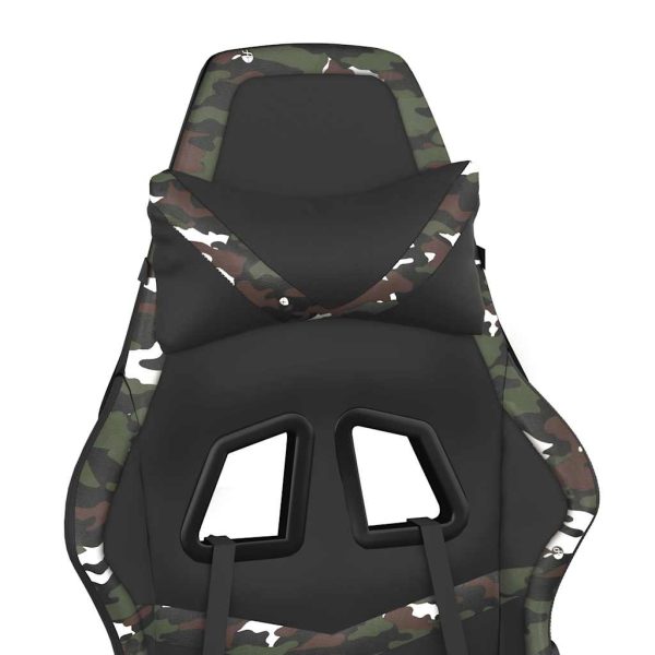 Cadeira gaming massagens apoio pés couro artif preto/camuflagem - Image 10