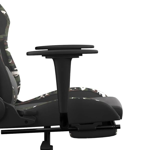 Cadeira gaming massagens apoio pés couro artif preto/camuflagem - Image 11