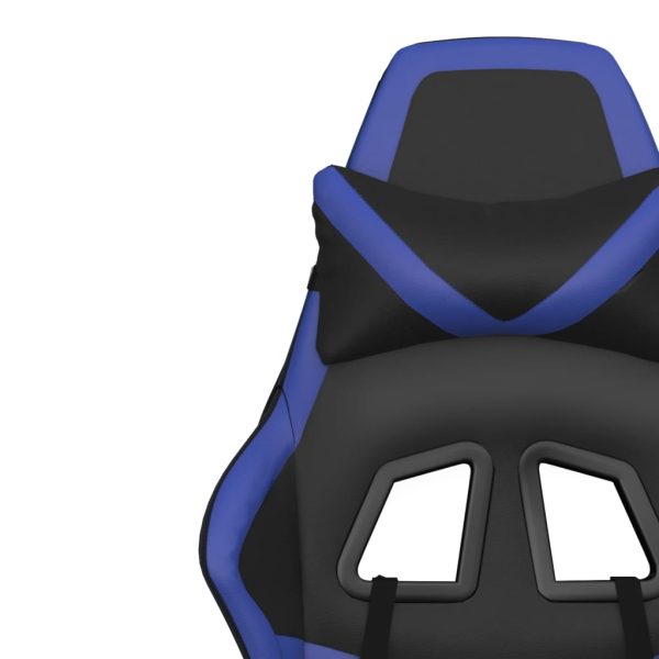 Cadeira gaming c/ apoio para pés couro artificial preto e azul - Image 12