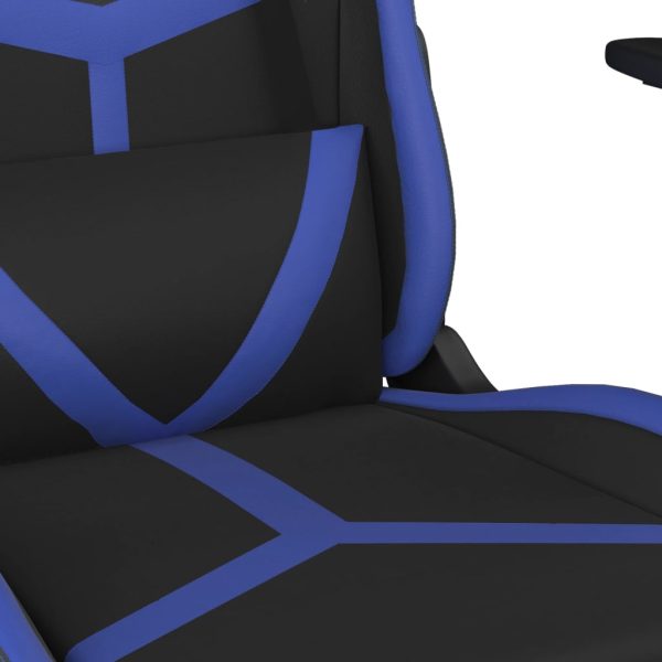 Cadeira gaming c/ apoio para pés couro artificial preto e azul - Image 9