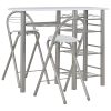 3 pcs conjunto de bar com prateleiras de madeira e aço branco - Image 2