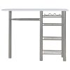 3 pcs conjunto de bar com prateleiras de madeira e aço branco - Image 4