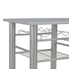 3 pcs conjunto de bar com prateleiras madeira e aço cinzento - Image 5