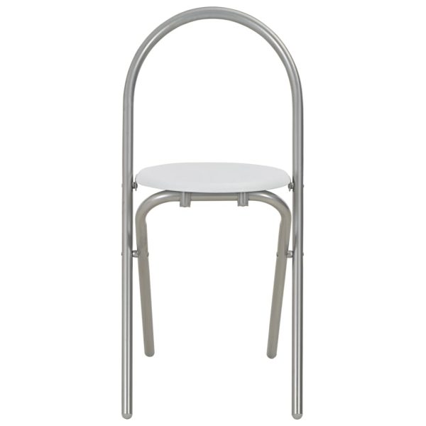 3 pcs conjunto jantar dobrável com prateleira MDF e aço branco - Image 11