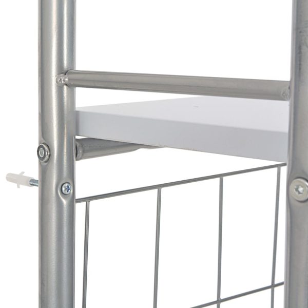 3 pcs conjunto jantar dobrável com prateleira MDF e aço branco - Image 7