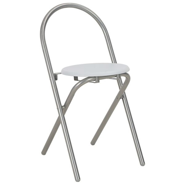 3 pcs conjunto jantar dobrável com prateleira MDF e aço branco - Image 9