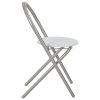 3 pcs conjunto jantar dobrável com prateleira MDF e aço branco - Image 10