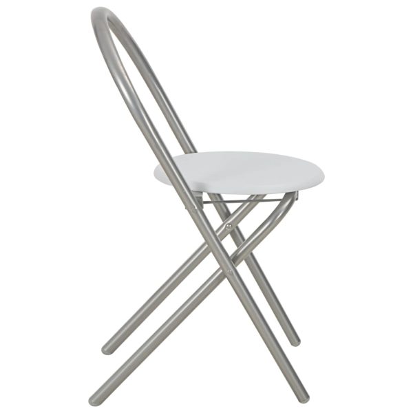 3 pcs conjunto jantar dobrável com prateleira MDF e aço branco - Image 10
