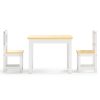 3 pcs conjunto mesa e cadeiras infantil MDF branco e bege - Image 2
