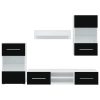 Armários de parede para TV com luz LED, 5 pcs, preto - Image 4