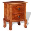 Mesa de cabeceira com gavetas madeira de acácia maciça
