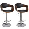 Bancos de bar 2 pcs madeira curvada e couro artificial