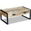 Mesa centro 2 gavetas madeira de manga sólida 100x60x40 cm - Image 4