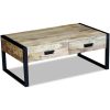 Mesa centro 2 gavetas madeira de manga sólida 100x60x40 cm - Image 5