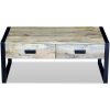Mesa centro 2 gavetas madeira de manga sólida 100x60x40 cm - Image 6