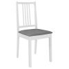 Cadeiras de jantar com almofadões 4 pcs madeira maciça branco - Image 2