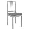 Cadeiras de jantar com almofadões 4 pcs madeira maciça cinzento - Image 2