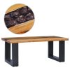 Mesa de centro 100x50x40 cm madeira de teca maciça e poliresina