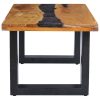 Mesa de centro 100x50x40 cm madeira de teca maciça e poliresina - Image 4