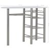 3 pcs conjunto de bar com prateleiras de madeira e aço branco - Image 12