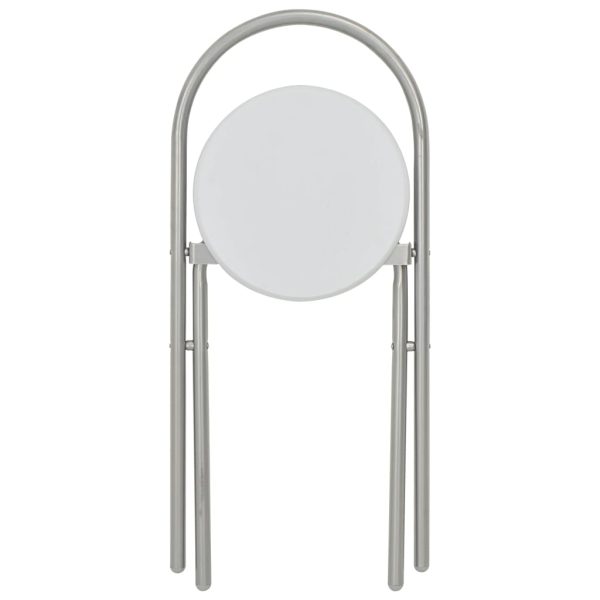 3 pcs conjunto jantar dobrável com prateleira MDF e aço branco - Image 12