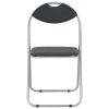 Cadeiras de jantar dobráveis 2 pcs couro artificial preto - Image 3