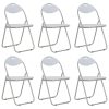 Cadeiras de jantar dobráveis 6 pcs couro artificial branco