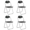 Cadeiras de jantar dobráveis 4 pcs couro artificial preto