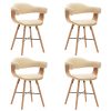 Cadeiras de jantar 4 pcs couro artificial creme madeira curvada
