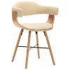 Cadeiras de jantar 4 pcs couro artificial creme madeira curvada - Image 3