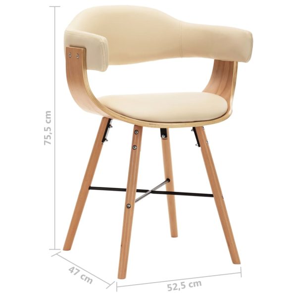 Cadeiras de jantar 4 pcs couro artificial creme madeira curvada - Image 8