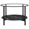Mesa de centro 70 cm vidro temperado preto e preto mármore - Image 2