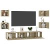 7 pcs conjunto móveis de TV derivados madeira carvalho sonoma - Image 2