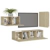 4 pcs conjunto de móveis TV derivados madeira carvalho sonoma - Image 2