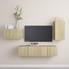 4 pcs conjunto de móveis TV derivados madeira carvalho sonoma