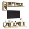 5pcs conjunto de móveis de TV derivados madeira carvalho sonoma - Image 2
