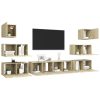 8 pcs conjunto móveis de TV derivados madeira carvalho sonoma - Image 2