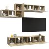 7 pcs conjunto móveis de TV derivados madeira carvalho sonoma - Image 2