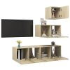 4 pcs conjunto de móveis de TV contraplacado carvalho sonoma - Image 2