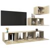 4pcs conjunto de móveis de TV derivados madeira carvalho sonoma - Image 2