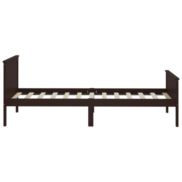 Estrutura de cama 100x200 cm pinho maciço castanho-escuro - Image 4