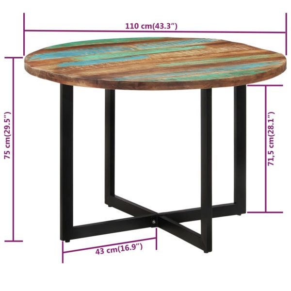 Mesa de jantar 110x75 cm madeira recuperada maciça - Image 7