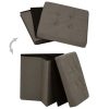 Bancos de arrumação dobráveis 2 pcs linho falso castanho - Image 5