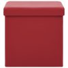 Bancos de arrumação dobráveis 2 pcs PVC vermelho tinto - Image 3