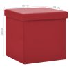 Bancos de arrumação dobráveis 2 pcs PVC vermelho tinto - Image 8